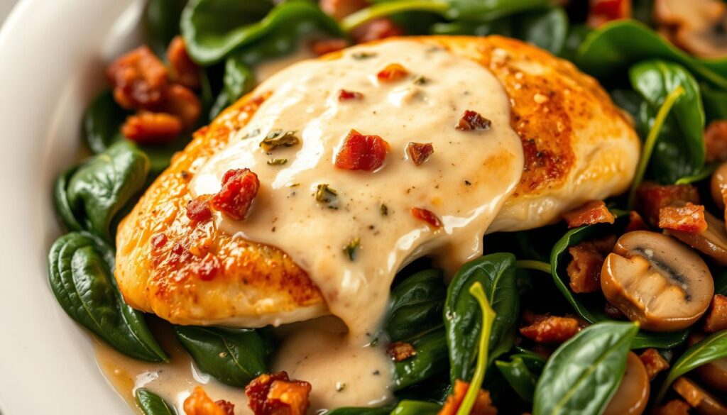Smothered Chicken with Creamed Spinach