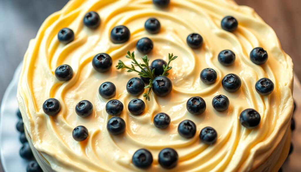 blueberry lemon crème cake decoration